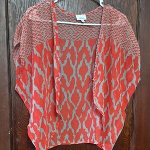 Stylish Women's Poncho in Red and Gray by Fate